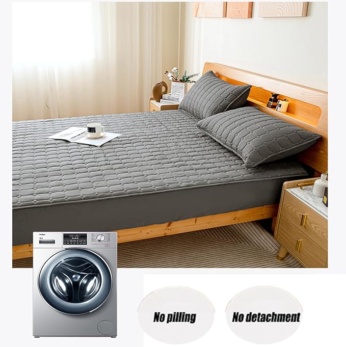 Waterproof Mattress Protector with 12'' Deep Pocket - Super Soft Solid Color Fitted Bed Sheet Bedding Mattress Protector Pad - Breathable & Elastic - Bed Cover to Keep Your Mattress Clean & Dry