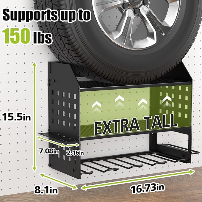 SUNALLY Power Tool Organizer Wall Mount with Charging Station,3 Layer Heavy Duty Metal Tool Storage Rack with 4 Drill Holders, Power Tool Shelf for Garage, Warehouse, Workshop, Gifts for Men, Husband - Image 6