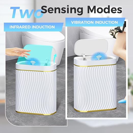Bathroom Small Trash Can with Automatic Touchless Lid, 2.6 Gallon Smart Garbage Can Narrow Waterproof Trash Bin for Bedroom, Office, Living Room - Image 7