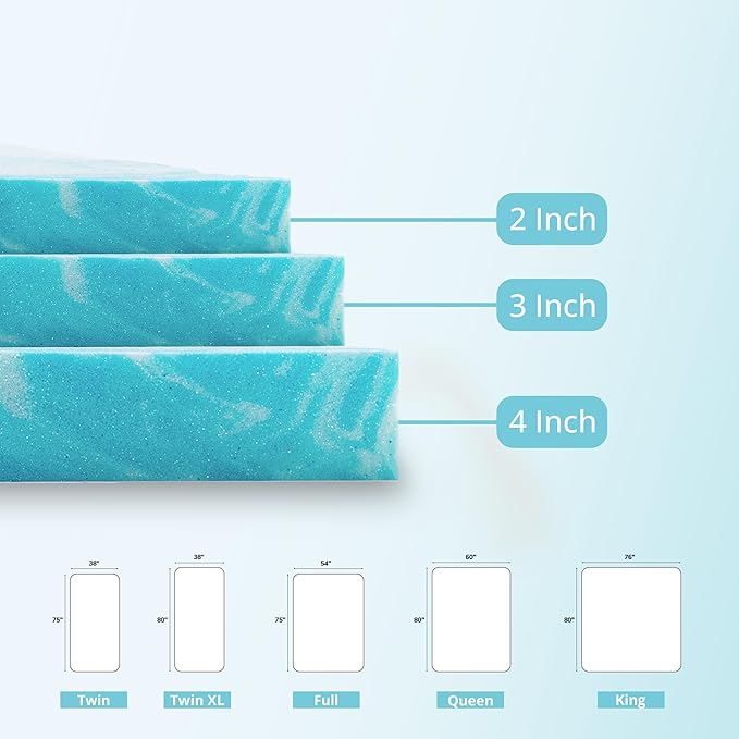 CH Charme House Mattress Topper 3 Inch King Size, Gel Infused Memory Foam Bed Topper for Back Pain Relief, Cooling Mattress Pad, CertiPUR-US Certified, 80×76"