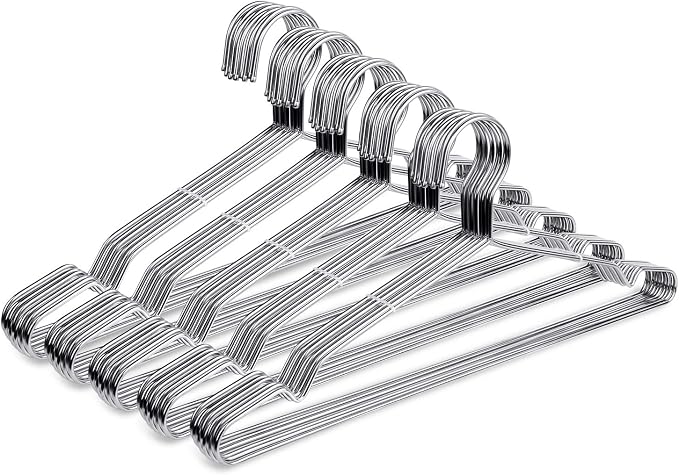 Fayleeko Wire Coat Hangers - 17.7 Inch Heavy Duty Stainless Steel Hangers (50 Pack) by Fayleeko