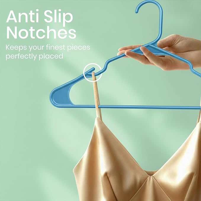 Utopia Home Plastic Hangers 50 Pack - Perfect Space Saving Clothes Hanger - Durable and Strong - Perfect Closet Organizers with Shoulder Grooves (Blue) - Image 3