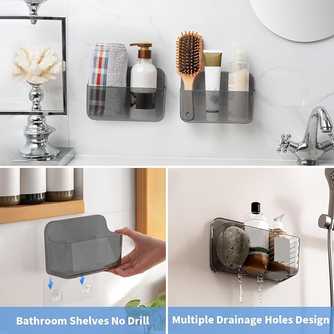 Diesisa 2pc Acrylic Wall Mount Organizer, Adhesive Cabinet Door Organizer,Acrylic Bathroom Shelves for Wall,No Drilling Hang Walls,with Self Adhesive Tape, for Bathroom, Kitchen, Living Room - Image 4