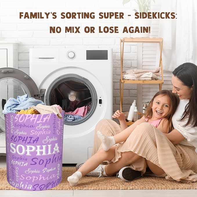 Custom Name Laundry Hamper, Personalized Laundry Basket with Name for Baby Boys Girls, Customized Collapsible Dirty Clothes Hamper Storage with Handles for Bedroom Bathroom Dorm Room Decor - Image 6