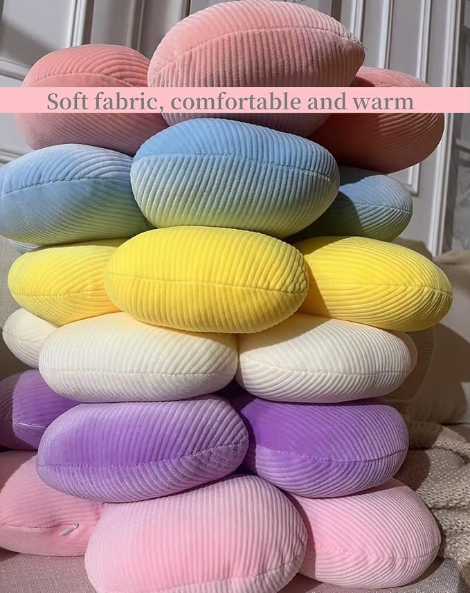 Flower Pillow, DecorativeThrow Pillow Cushion Seating six Petal 23.62" White Decorative Room Decor Cute Pillows for Couch Bed