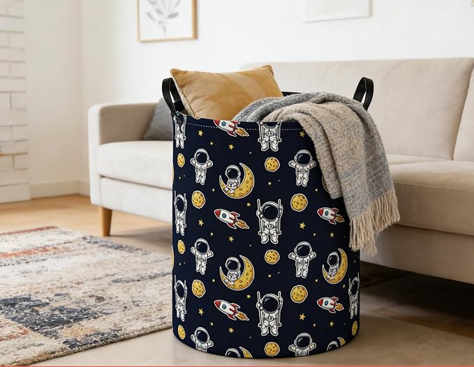 Kids Laundry Basket Space Hamper for Nursery Boys Hamper Cute Kids Storage Bin Room Decor for Home(Astronaut) - Image 5