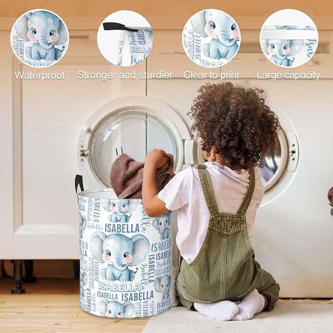 Custom Name Laundry Hamper, Personalized Laundry Basket with Name for Baby Boys Girls, Customized Collapsible Dirty Clothes Hamper Storage with Handles for Bedroom Bathroom Dorm Room Decor - Image 4