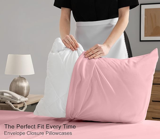 RUVANTI 100% Cotton Sheets – California King Percale Bedding, Cooling & Breathable, Durable with a Crisp, Soft & Comfortable Feel, 14" Deep Pocket, 4-Piece Set, Bridal Rose