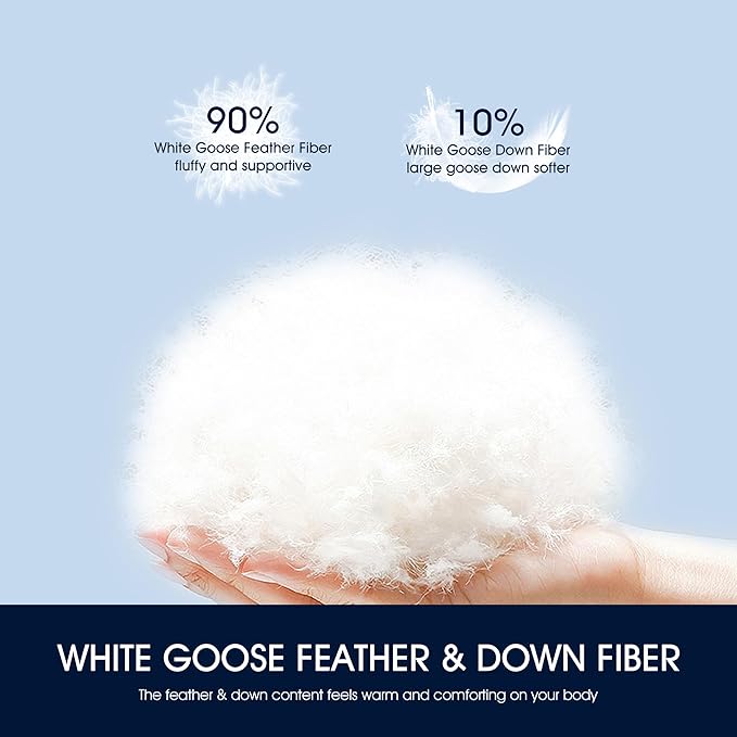 Serta White Goose Feather Down Bed Mattress Topper Twin Size - Plush Fluffy Anchor Bands Mattress Pad 240 Thread Count 100% Cotton Fabric Featherbed, 39"x75"