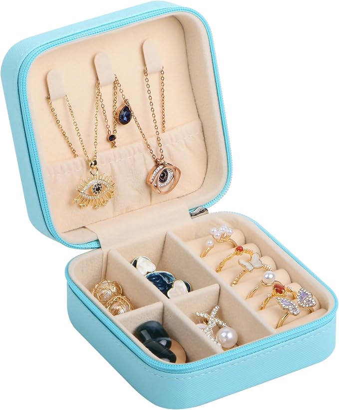 17Dec Small Travel Jewelry Case Organizer,Mini Travel Essentials for Women,Bridesmaid Gifts Birthday Gifts for Women,Small Jewelry Box for Girls 8-12 by 17Dec