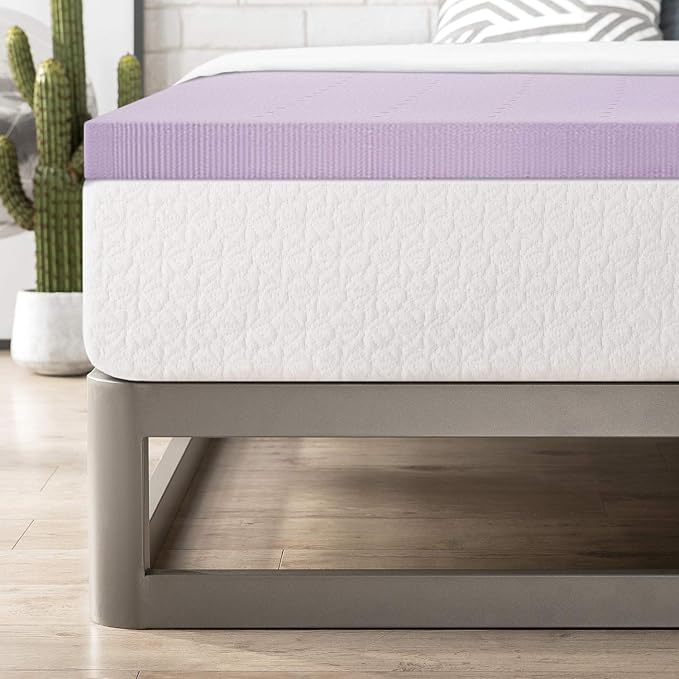 Mellow 2 Inch Ventilated Memory Foam Mattress Topper, Soothing Lavender Infusion, CertiPUR-US Certified, Full