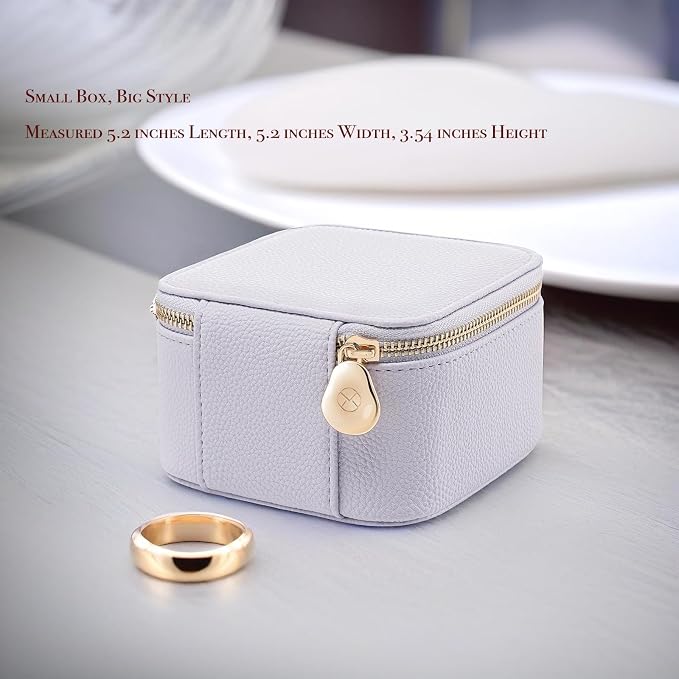 VLANDO Travel Jewelry Box Organizer – Portable PU Leather Jewelry Case with 6/8/12 Zippered Pouches, Compact Storage for Earrings Rings Necklaces Bracelets, Lilac Purple - Image 2
