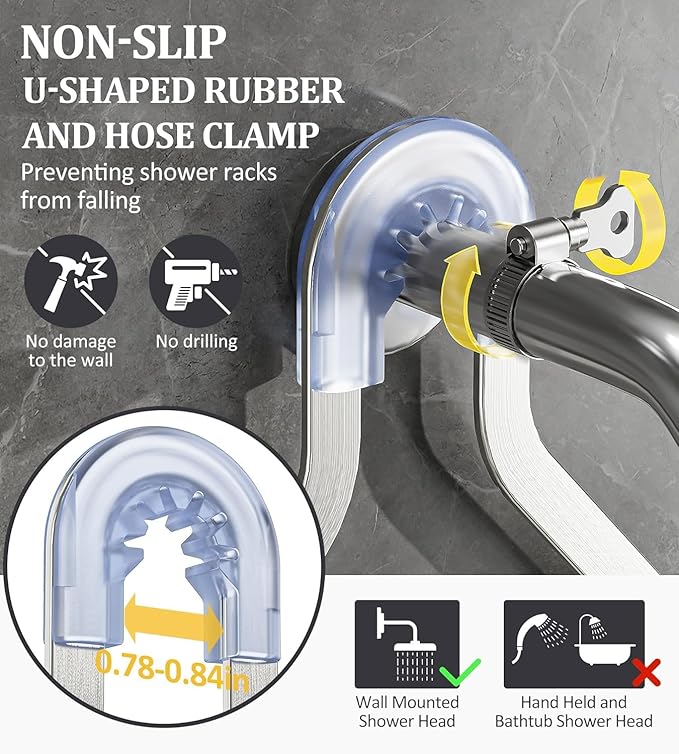 OMAIRA Shower Caddy Hanging with Soap Scrub Holder, Stainless Steel Adjustable No Drilling Non-Slip Large Capacity Sturdy Over Shower Head Shower Organizer Inside Shelves Bathroom Storage Rack, Silver - Image 2