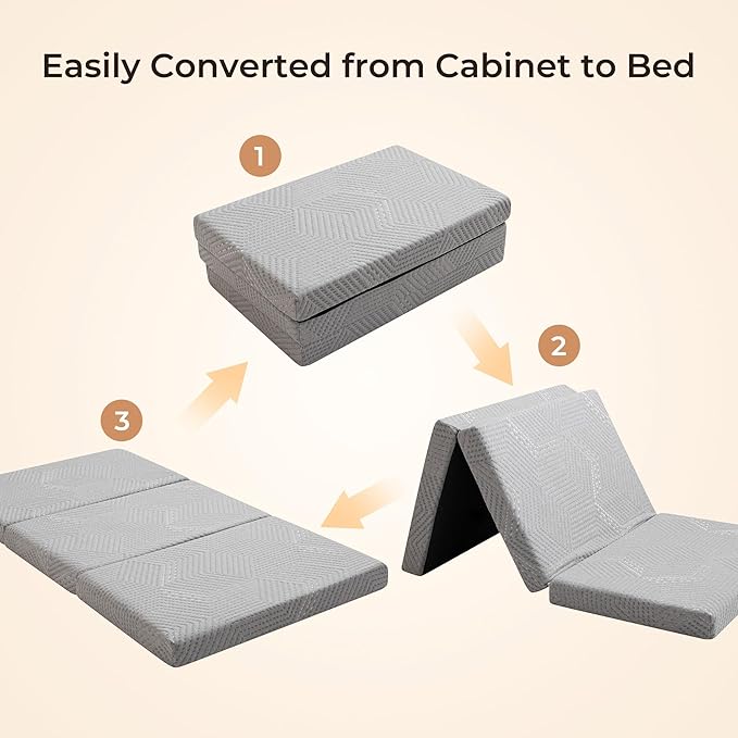 MLILY Tri-Fold Memory Foam Mattress, 6 inch Twin Folding Mattress with Collapsible and Washable Cover, Travel and Guest Mat, 78"×38"×6", Grey