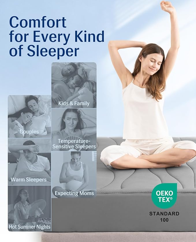 Elegear Cooling Mattress Pad King, Upgraded Arc-Chill® 3.0 + PCM Cooling, Stay Cool All Night, Breathable & Soft, Deep Pocket 18", Washable Mattress Protector for Hot Sleepers, Gray