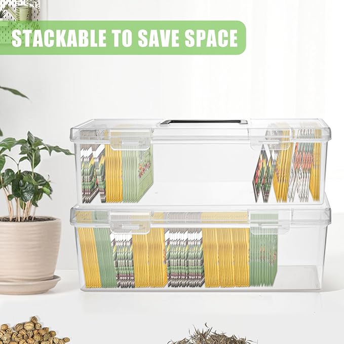 tutata Seed Packet Organizer Box Plastic Portable Seed Packet Storage Box, Seed Storage Organizer - Image 4