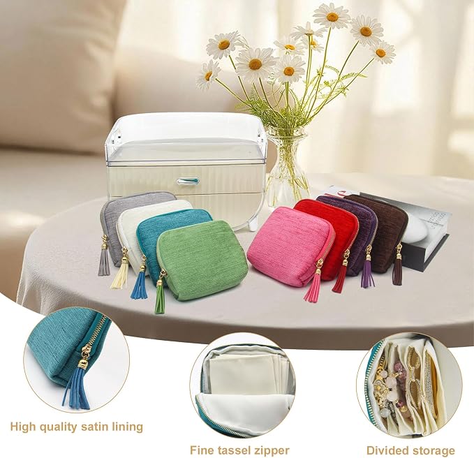 Small Travel Jewelry Case, Mini Jewelry Box, Purse Organizer Pouches for Travel and Everyday Jewelry Organizer Storage (Blue) - Image 4