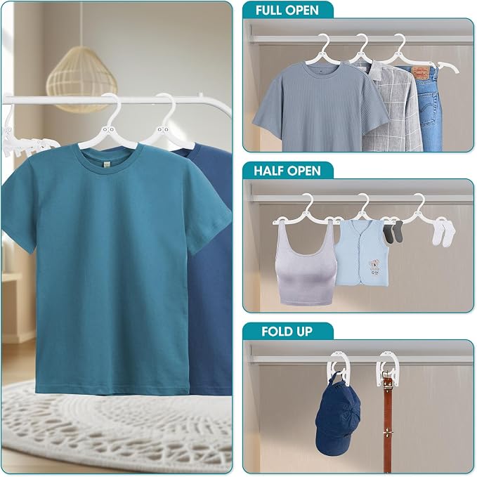30 Pcs Travel Hangers Portable Foldable Travel Hanger Organizer, Plastic Cruise Essentials Clothes Drying Rack Folding Hangers for Camping Flying RV Europe Vacation Essentials Suitcase, White - Image 3