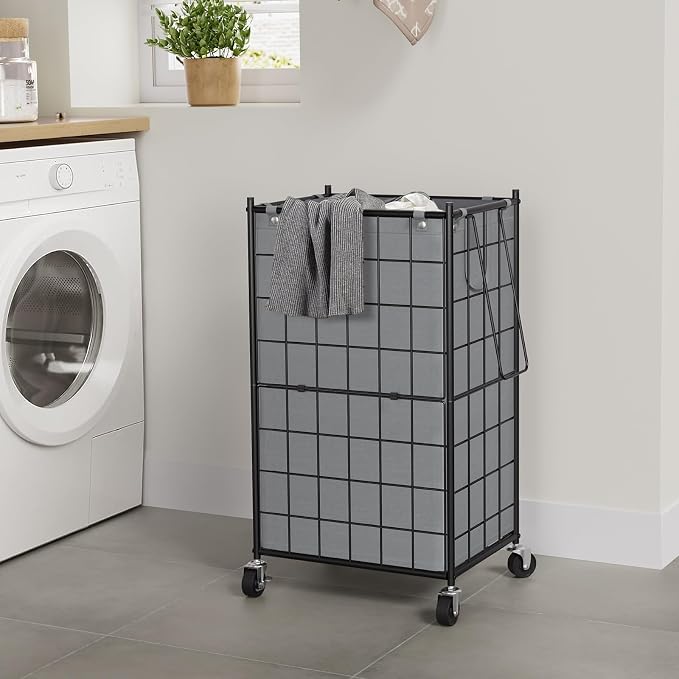 WOWLIVE Laundry Hamper with Wheels,Metal Wire Frame Rolling Laundry Basket with Removable bag,100L Dirty Clothes Hamper Organizer Dorm Room Storage for Bedroom,Bathroom,Grey - Image 3