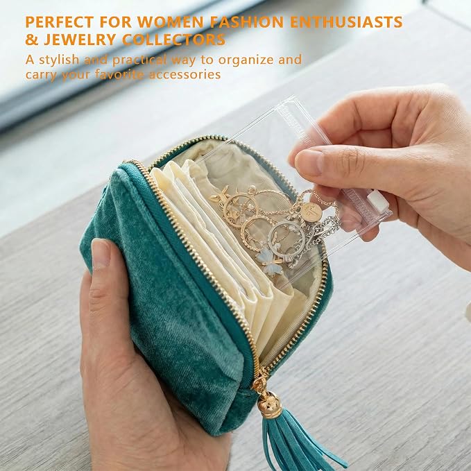 Small Jewelry Travel Organizer - 6 Layer Soft Jewelry Pouch for Bracelets, Necklaces & Rings, Pefect Gift for Mother's Day - Image 3