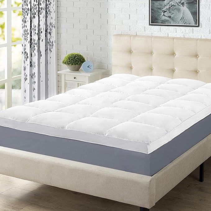 Superior Mattress Topper, Down Alternative, 2 Inch Deep Sized Bed Pillow Top, Comfort Pad, Fluffy Mattress-Topper Protector, Plush Cooling Extra Soft, Hotel Quality, All-Season, Twin XL, White