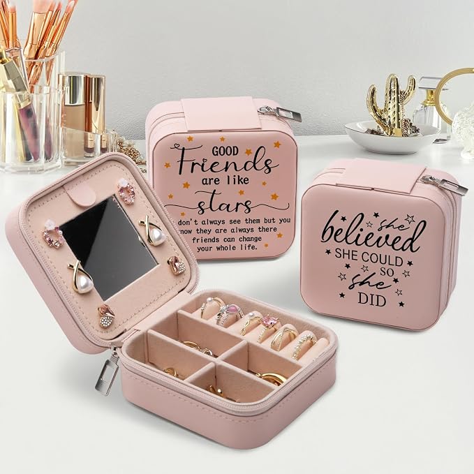 Friendship Gifts for Women Jewelry Box, Best Friend Bestie Gifts, Birthday Gifts for Women Friendship, Good Friends Are Like Stars Jewelry Case, Cool Gifts for Female Friend Jewelry Organizer Holder - Image 4