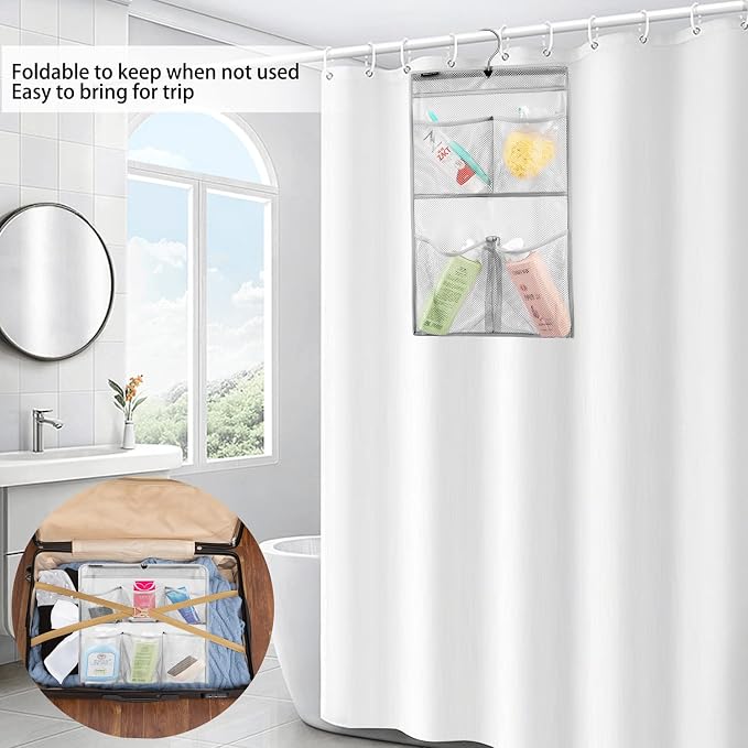 Mesh Shower Organizer Hanging Caddy Quick Dry Bathroom Storage for Toiletry Accessories with Rotating Hanger (4 Pockets) - Image 5