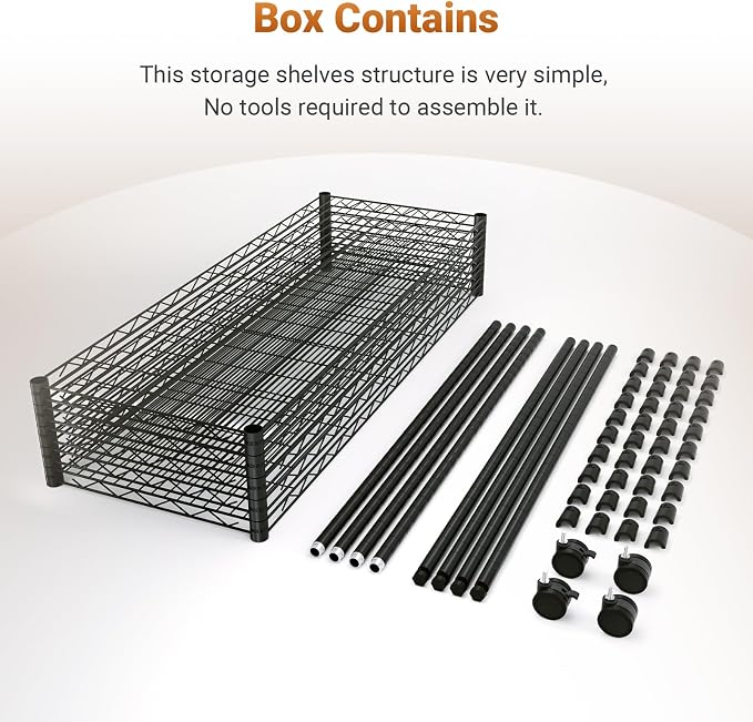 Simple Deluxe Heavy Duty 5-Tier Storage Shelving Unit, 35.83" W x 13.98" D x 61.02" H, 1250 Lbs Loading Capacity, Black - Image 6