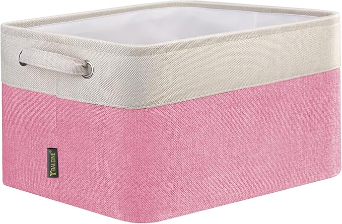 BALEINE 1 Pack Fabric Closet Storage Bins for Shelves, Linen Closet Organizers and Storage, Decorative Baskets for Organizing, Shelf, Clothes, Home, Office (Pink, 15''x11''x9.5'') by BALEINE