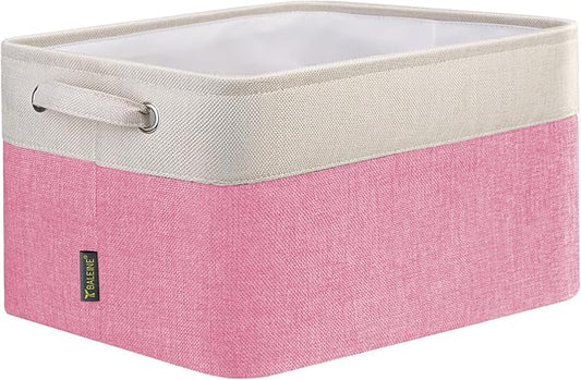BALEINE 1 Pack Fabric Closet Storage Bins for Shelves, Linen Closet Organizers and Storage, Decorative Baskets for Organizing, Shelf, Clothes, Home, Office (Pink, 12"x8"x8") by BALEINE