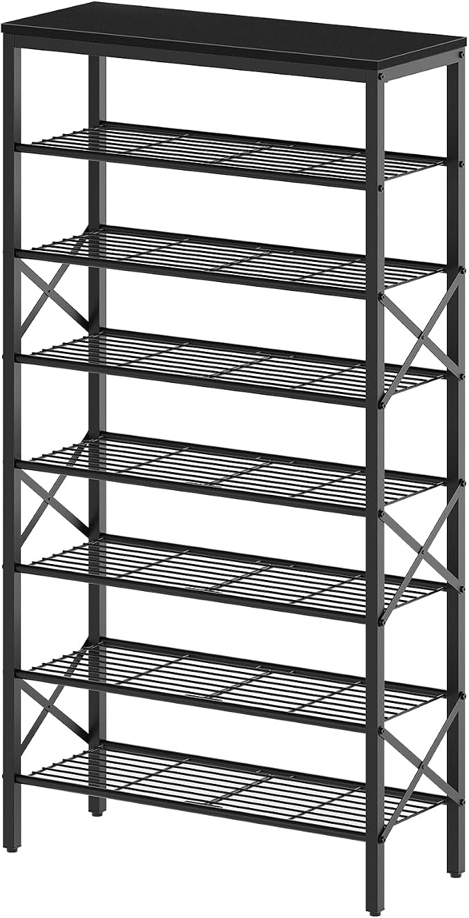 YATINEY 8 Tier Shoe Rack, Large Capacity Shoe Storage Organizer Holds 32 Pairs, Sturdy and Stable, for Entryway, Hallway, Closet, Dorm Room, Black SS08BB by Yatiney