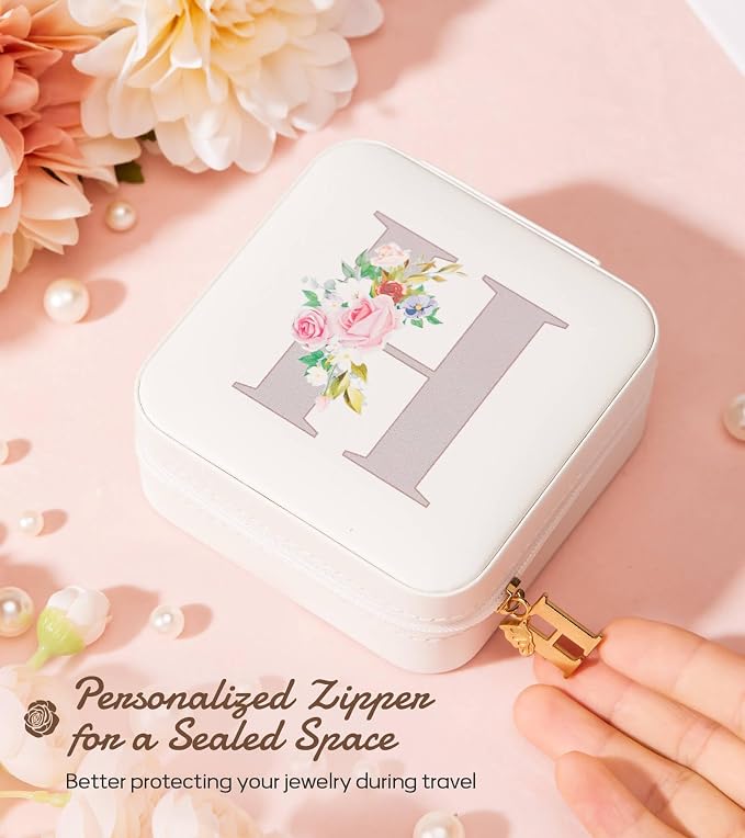 Enthralite Travel Jewelry Box for Girls: Traveling Jewelry Case Gift for Women - Mini Organizer for Necklaces Earrings White H - Image 5