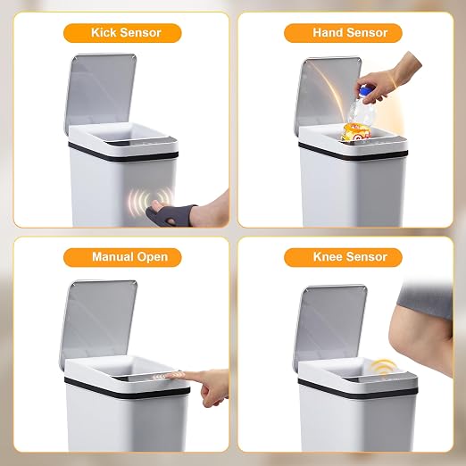 Automatic Bathroom Trash Can Touchless 2.6 Gallon Small Trash Cans with Lid Narrow Garbage Can for Kitchen, Toilet, Bedroom, RV, Living Room - Image 6