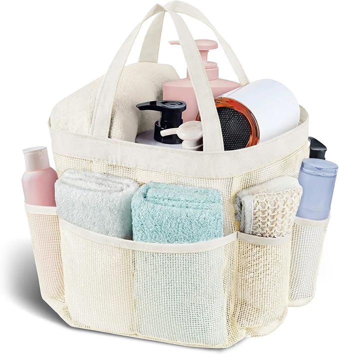 Attmu Mesh Shower Caddy Portable, Quick Dry Hanging Shower Tote Bag for College Dorm Room Essentials, Large Capacity Caddy Dorm for Bathroom Gym Swimming by Attmu