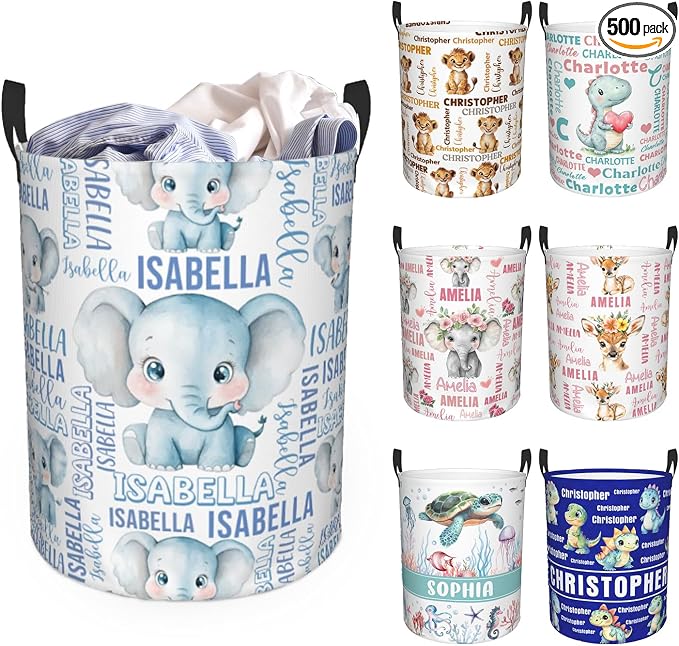 Custom Name Laundry Hamper, Personalized Laundry Basket with Name for Baby Boys Girls, Customized Collapsible Dirty Clothes Hamper Storage with Handles for Bedroom Bathroom Dorm Room Decor by Ownxhbc