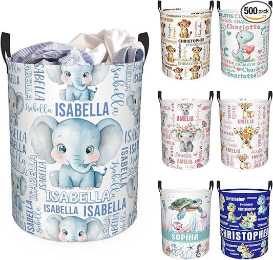Custom Name Laundry Hamper, Personalized Laundry Basket with Name for Baby Boys Girls, Customized Collapsible Dirty Clothes Hamper Storage with Handles for Bedroom Bathroom Dorm Room Decor by Ownxhbc