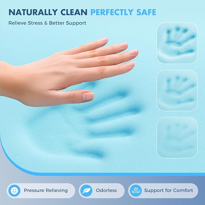 Twin XL Dual Layer 4 Inch Memory Foam Mattress Topper for Pressure Relief, 2" Breathable Pillow Top Plus 2" Cooling Gel Memory Foam Mattress Pad, 21" Elastic Pocket, Medium Support, White