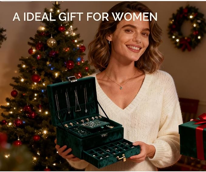 Jewelry Organizer Box for Women Girls, Jewelry Box 3-Tier Jewelry Display Case and Organizer,Lockable Jewelry Display Case Anti Tarnish,Varying Compartments for Necklaces, Bracelets, Rings - Image 6