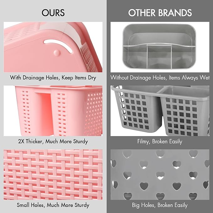 Tiawudi Portable Shower Caddy, Caddy Organizer with Handle, Plastic Shower Basket Hold Soap, Shampoo, Hair Supplies and Beauty Products, Cleaning Supplies Organizer for Home, Dorm, Shelf and Cabinet - Image 5