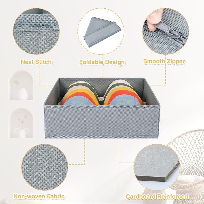 DIMJ Drawer Organizer Clothes 18 Pack - Foldable Baby Organizers and Storage & Dresser Organizer for Bedroom, Closet - Nursery Organization Dresser Dividers for underwear, Sock,Bra, Belt, Tie, Gray - Image 3