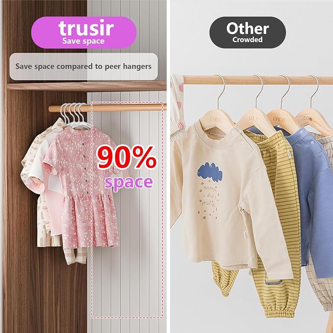 Kids Hangers - 100 Pack, 11.5 Inch White Baby & Toddler Hangers for Closet - Ideal for Baby Standard Use - Image 4