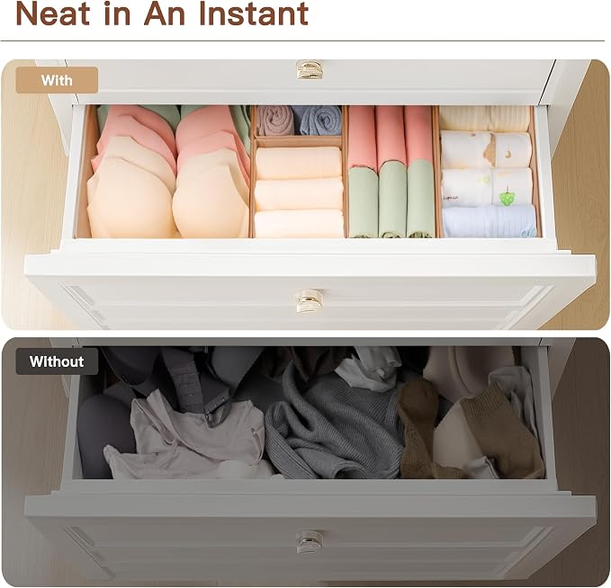 Criusia Drawer Organizer Clothes, 21 Pack Dresser Organizer for Baby Clothes, Underwear, Sock - Foldable Closet Organization and Storage Dividers Bins for Nursery, Bedroom (Brown) - Image 6