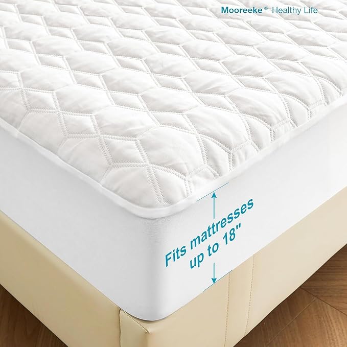 Waterproof Mattress Protector Full Size, Premium Cooling Mattress Pad Mattress Protector for Hot Sleepers, Ultra Soft & Breathable Fitted Mattress Cover with 18” Deep Pocket