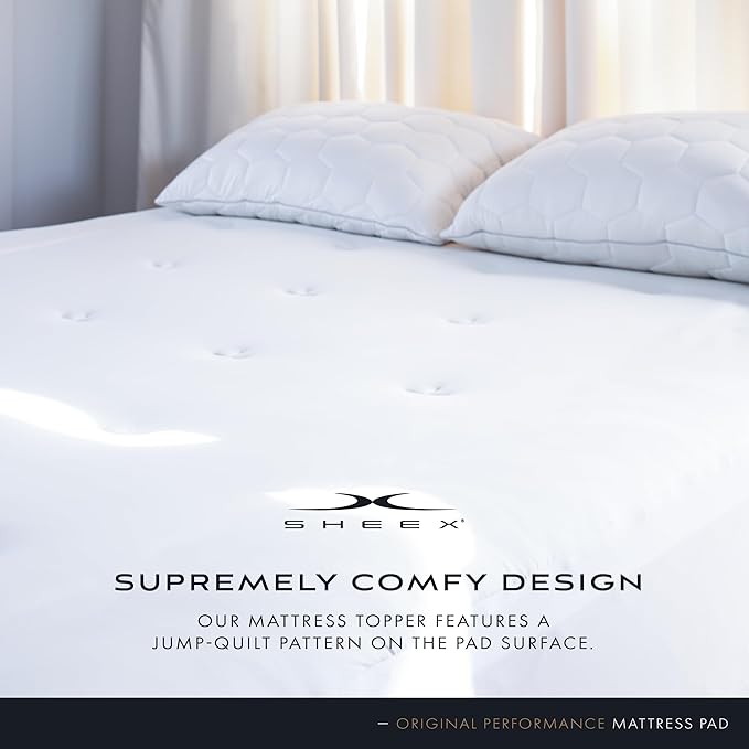 SHEEX Original Performance Cooling Mattress Pad, Ultra-Soft King/Cal King Mattress Topper, Deep Pocket Design Fits Mattresses up to 20 Inches, Bright White