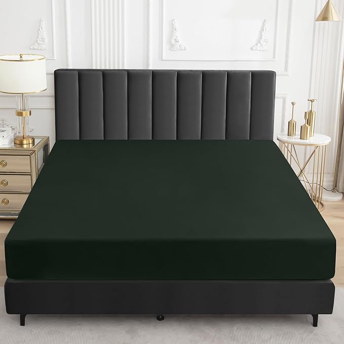Sufdari Queen Size Mattress Protector,Waterproof Mattress Protector,Fitted Sheet Style Mattress Cover with 18" Deep Pocket,Washable and Comfortable-Green,Queen