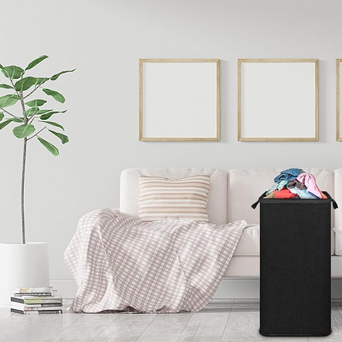 SNIGJAT Extra Large Laundry Hamper, 100 L Tall Laundry Basket with Sturdy Handles, Dirty Clothes Basket for Bedroom, Large Hamper, Sturdy Storage Organizer for Clothes Toys Black - Image 6