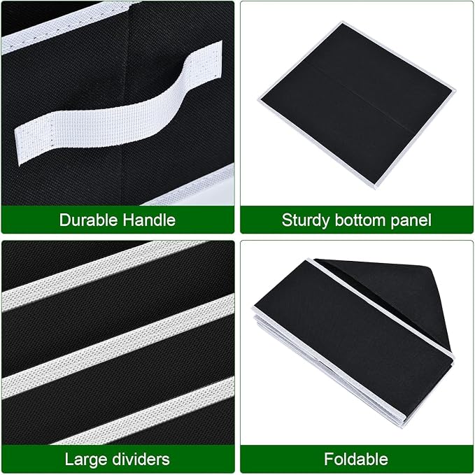 Homsorout Foldable Closet Organizer with Handles - 6 Pack Fabric Wardrobe Dividers for Clothes Storage Jeans, Pants, Sweaters, T-Shirts，Black - Image 5