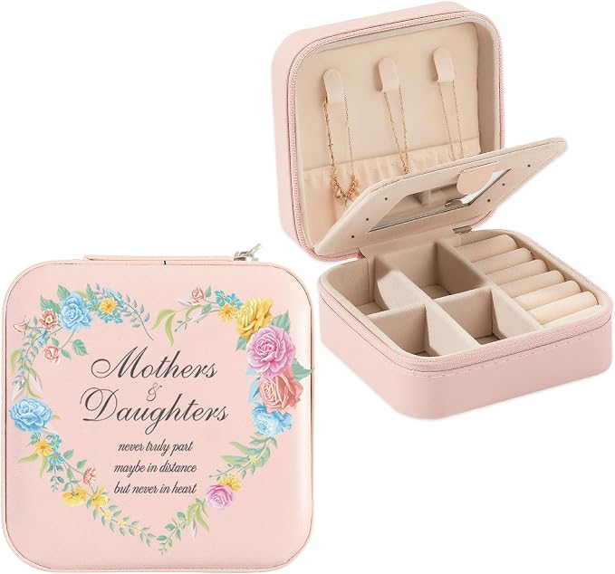 Daughter Gifts Mothers And Daughters Never Truly Part Jewelry Box Valentines Mothers Day Birthday Gifts for Daughter from Mom Christmas Graduation Gift for Daughters Adult Pink Jewelry Case by Unknown