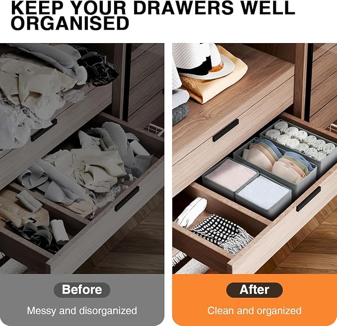DIMJ Drawer Organizer Clothes 18 Pack - Foldable Baby Organizers and Storage & Dresser Organizer for Bedroom, Closet - Nursery Organization Dresser Dividers for underwear, Sock,Bra, Belt, Tie, Gray - Image 5