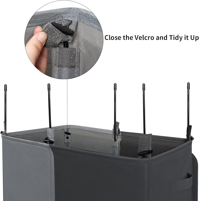 WOWLIVE Double Laundry Baseket with Lid and Removable Laundry Bags,154L Large Laundry Hamper 2 Section Collapsible Dirty Clothes Hamper for Laundry Room,College Dorm,Bathroom, Black and Grey - Image 7